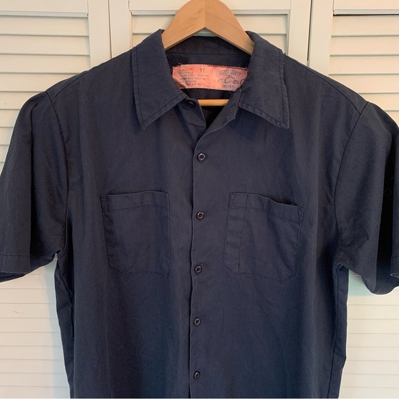 Orange County Choppers 'Old School New Rules' Navy Blue Work Button Up Shirt XL - Picture 2 of 8